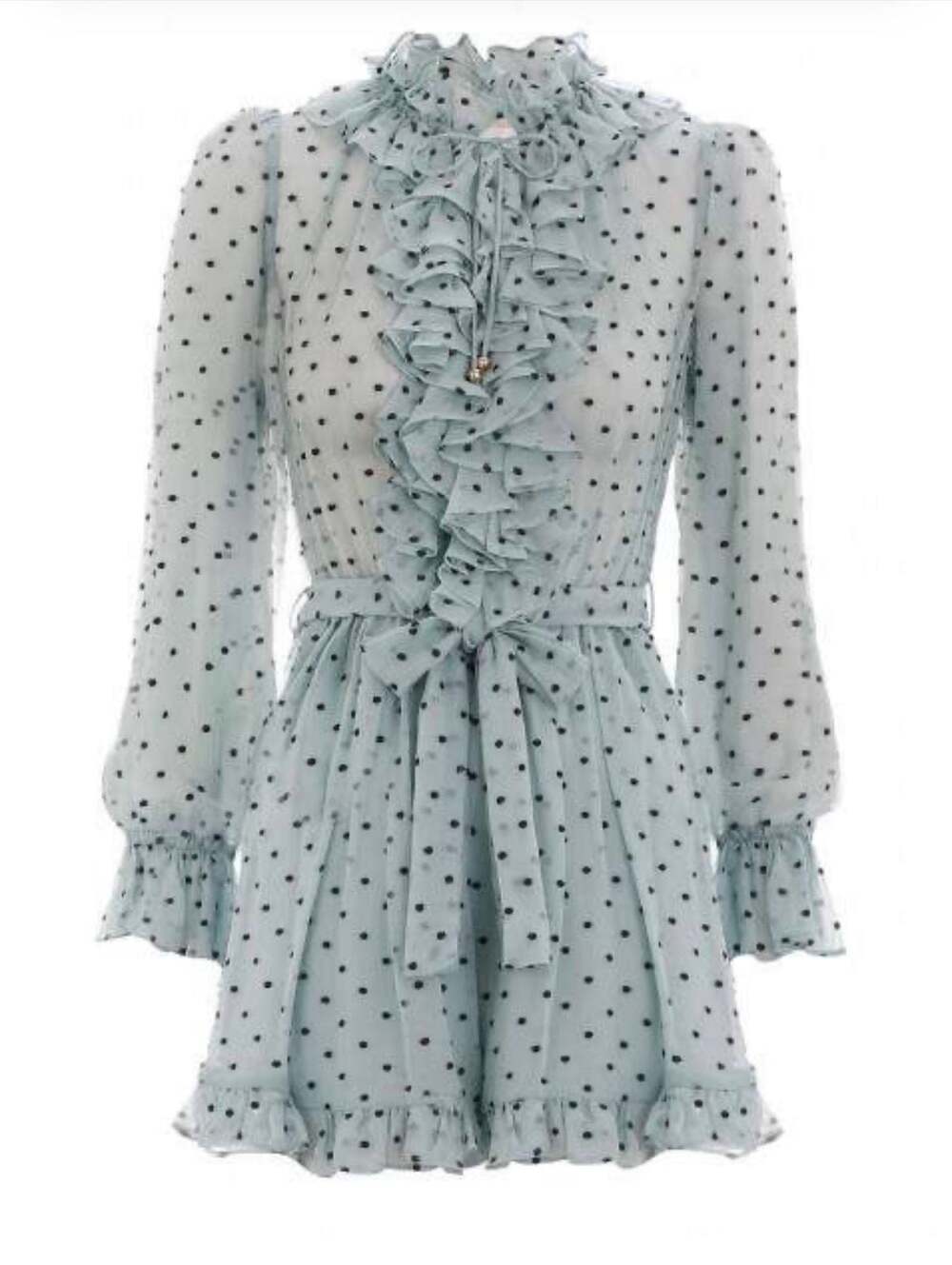 Zimmermann Whitewave Silk Polka Dot Ruffle Playsuit Romper size 0